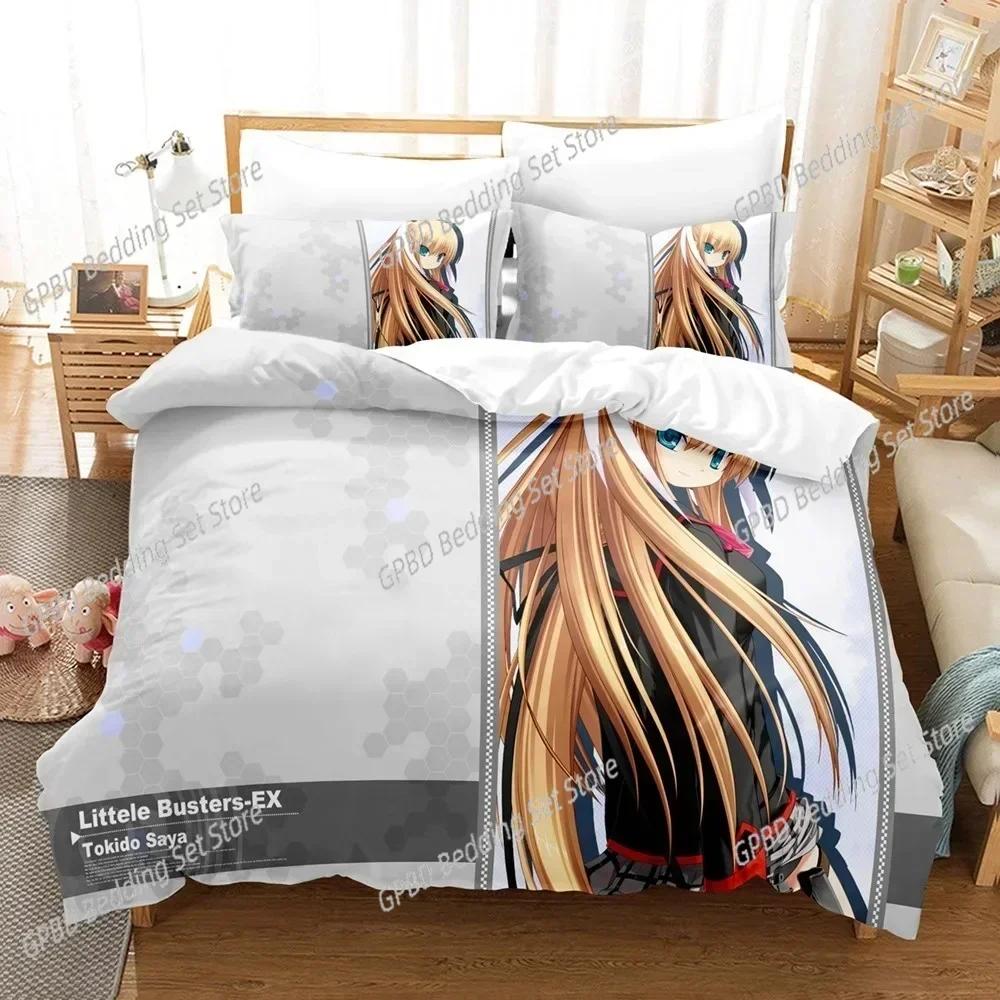 Little Busters! Bedding Set Boys Girls Twin Queen Size Duvet Cover Pillowcase Bed Boys Adult Fashion Home Textileextile