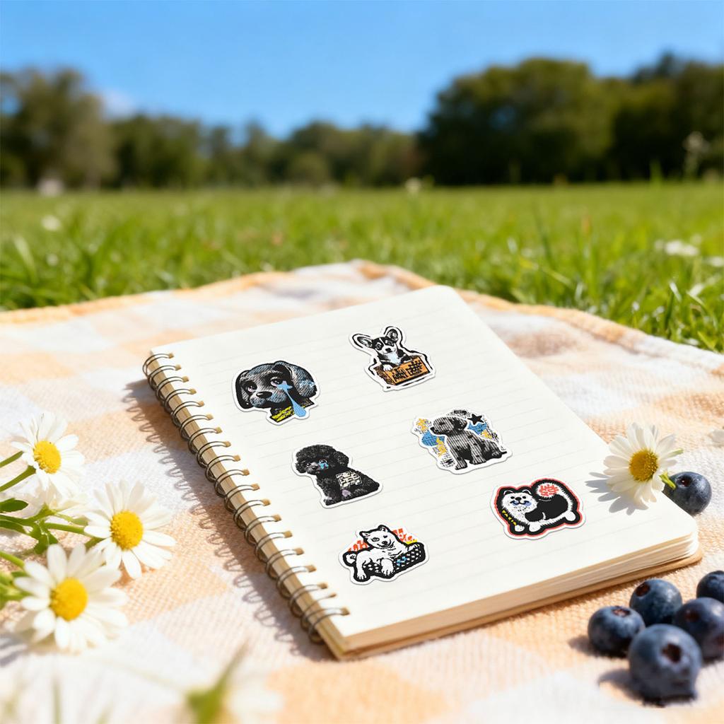 60 Cartoon Doodle Dog Stickers For Notebooks, Water Bottles, Phone Cases, Luggage, Journals, And Creative Decorations