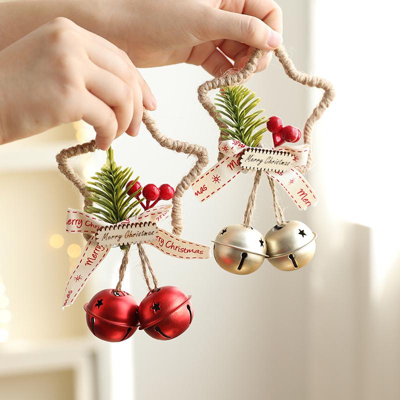 15.5x9.5cm Hollow-out Five-pointed Star Cute Door Hanging Xmas Atmosphere Pine Berry Design Home Decor Multi-Color
