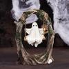 High-Quality Spooky Halloween Ghost On Tree Swing Resin Cute Halloween Ornament Handcrafted Funny Ghost Decor Halloween Party