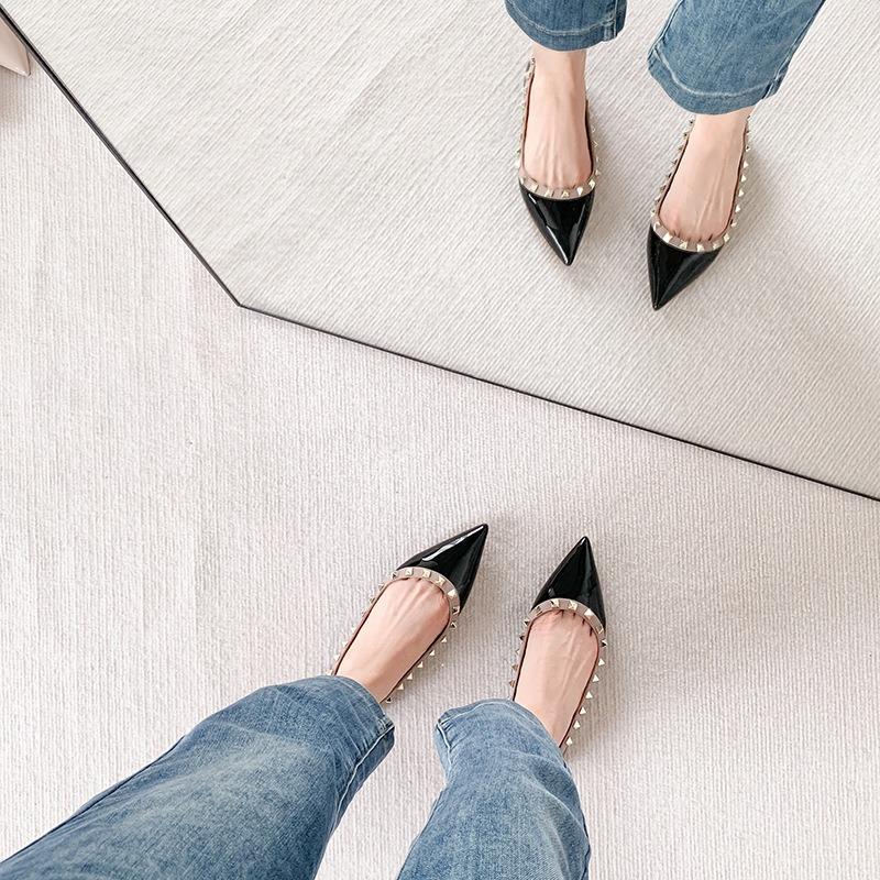 HL04 chaussures plates féminité haute couture saule nu gris pieds non fatigués chaussures pointues à rehausseur intérieur