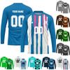 Langarm-Sportshirt mit blauen und vertikalen Streifen, leichtes schnelltrocknendes Sportoberteil für Damen Herren