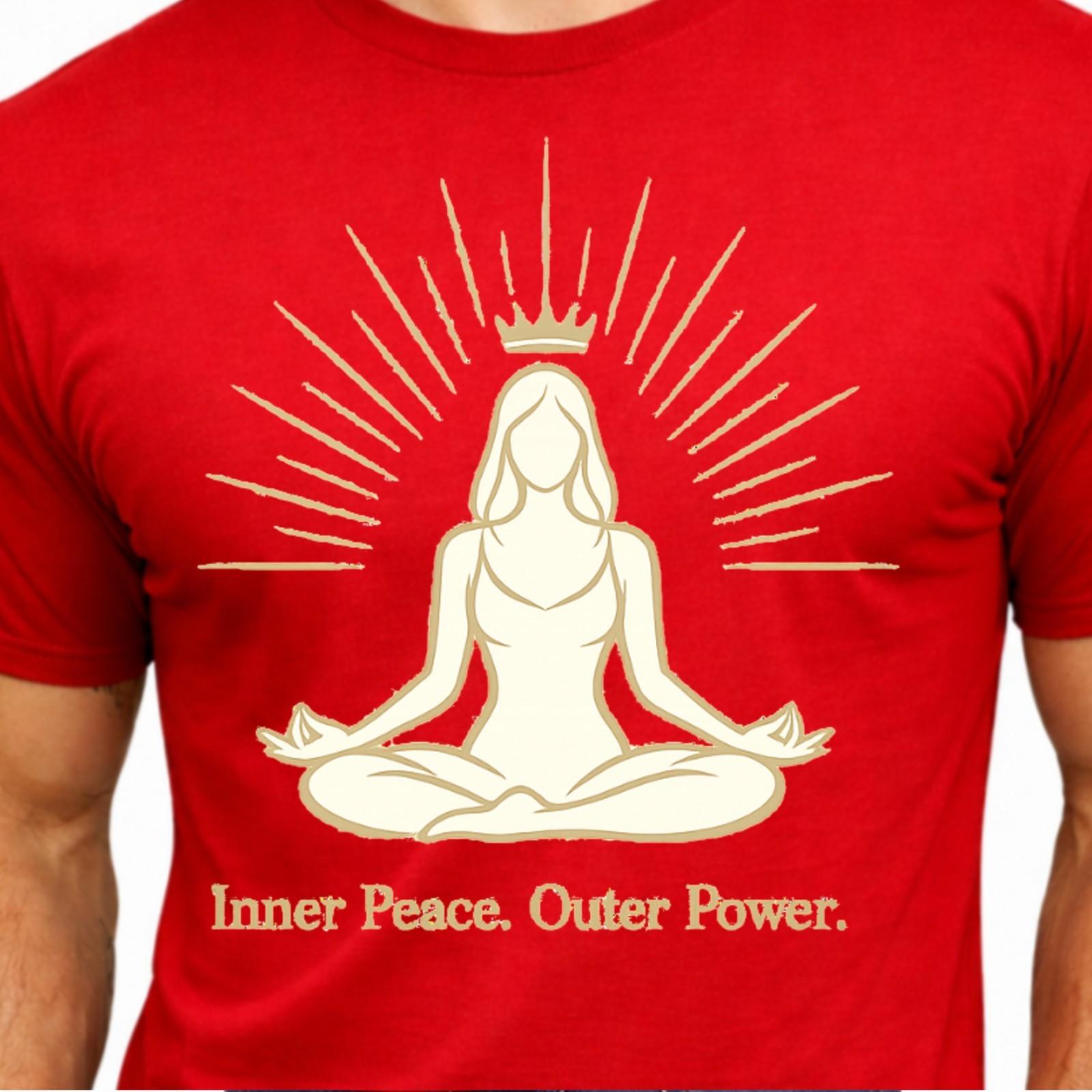 Inner Peace Outer Power Meditating Woman Yoga Mindfulness Graphic T-Shirt. XL