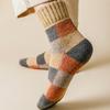 5pairs Winter Men's Warm Thermal Colorblock Thick Wool Socks Warm Colorblock Soft Comfortable Plush Snow Floor Sock High Quality