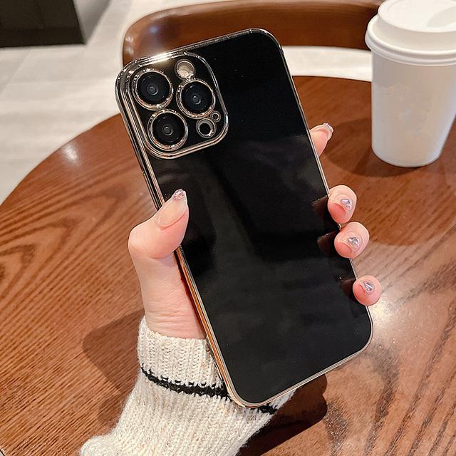 

Роскошный цветной чехол для телефона с гальваническим покрытием для Iphone 11 12 13 Pro Max Xs Xr Max 7 8 Plus, мягкая силиконовая задняя крышка для защиты объектива