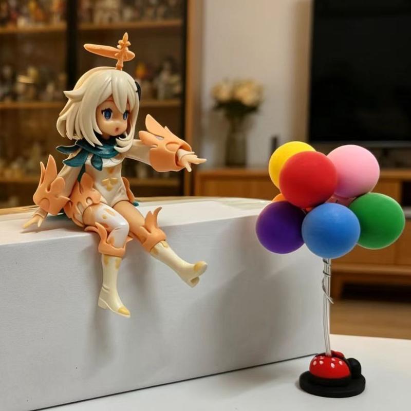 Genshin Impact Paimon Mini Figure Cute Anime Game Character Doll Ornament Sitting Statue Desk Decor Collectible Gift for Fans