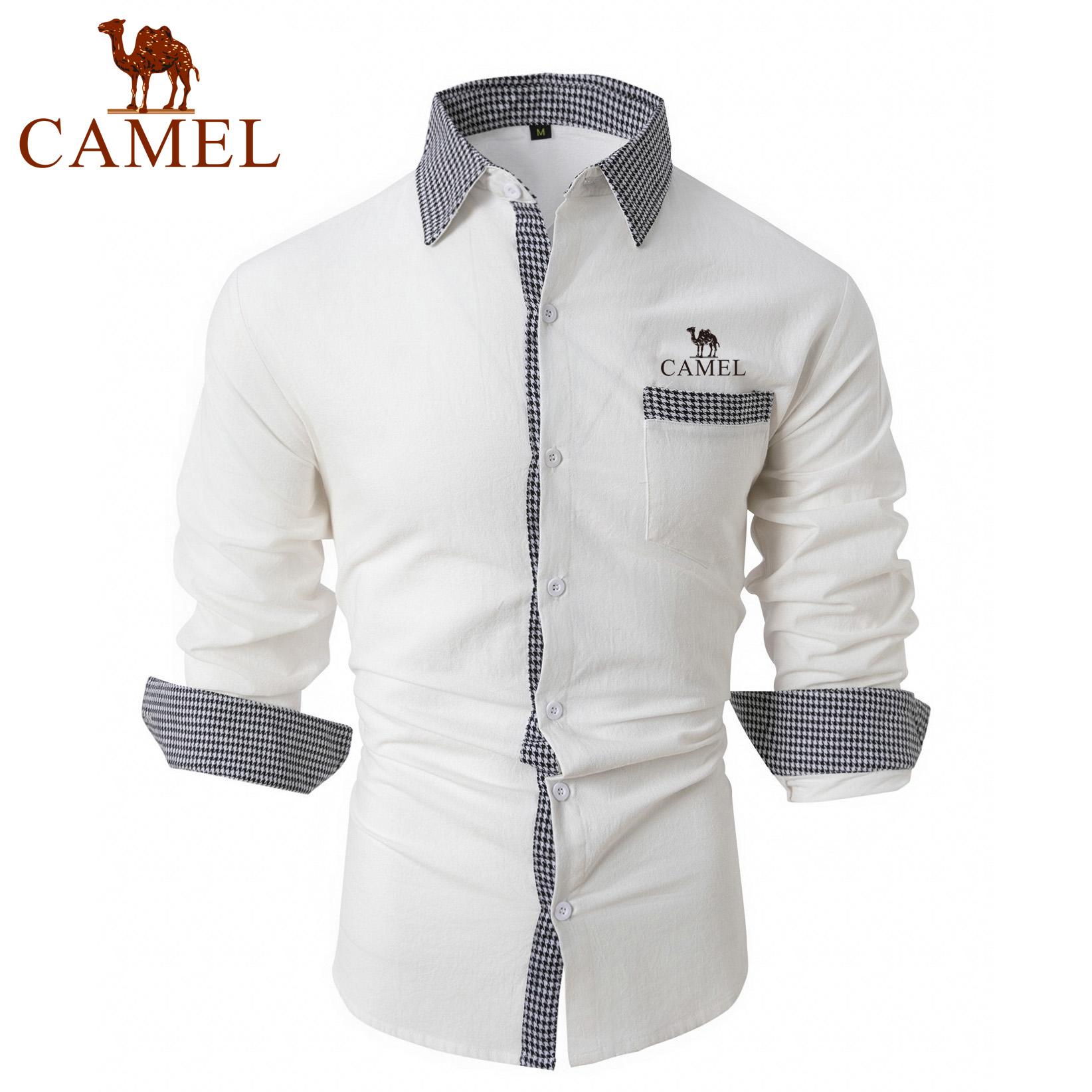 

2024 Новая мужская рубашка из хлопка и льна в клетку в стиле пэчворк, мужская повседневная рубашка с длинными рукавами и вышивкой M