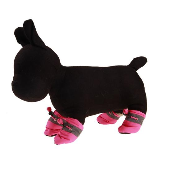 4Pcs Winter Dog Puppy Anti-Slip Sole Adjustable Boots with Shoes Warm Waterproof Fleece Lined Dog