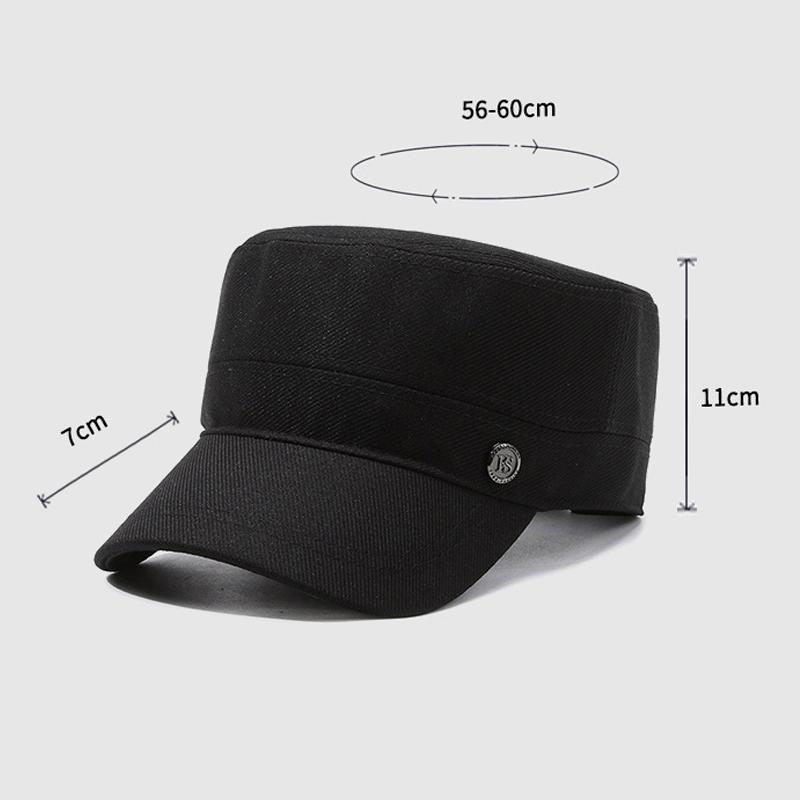 Men's Spring Autumn Flat Top Hat Outdoor Sun Hat Outdoor Middle-Aged and Elderly Cap Military Caps Army Visors Hat Training Cadet Caps