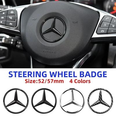 1pcs 52mm 57mm Car Steering Wheel Badge Emblem Sticker For Mercedes Benz W204 W205 W212 W213 W221 W177 W246 GLA GLC CLA A Class