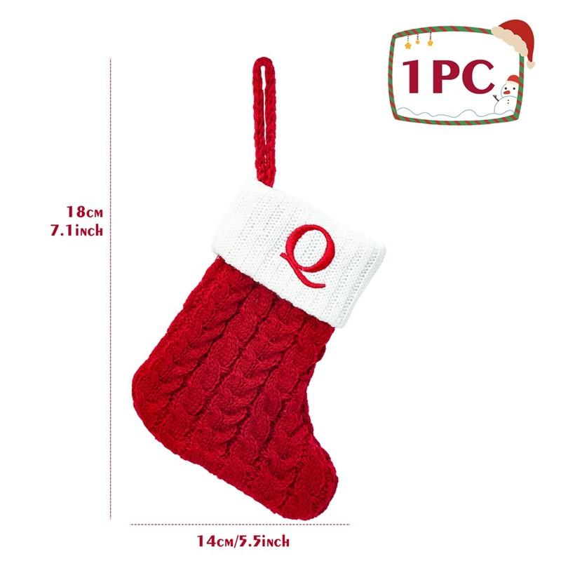 Christmas Socks Red Snowflake Alphabet Letters Knitting Stocking Christmas Tree Pendant Decoration For Home Xmas New Year Gift