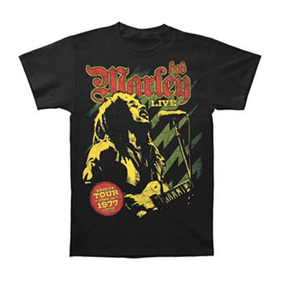T-shirt da uomo Bob Marley Live Exodus Tour 1977 Nera