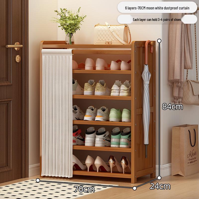 Bamboo Shoe Rack: Multi-Layer Dustproof Cabinet for Compact Home Storage