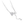 Light Luxury Flash Diamond Cherry Blossom Necklace Female Ins Sweet Flower Neck Chain Fringed Water Drop Collarbone Chain