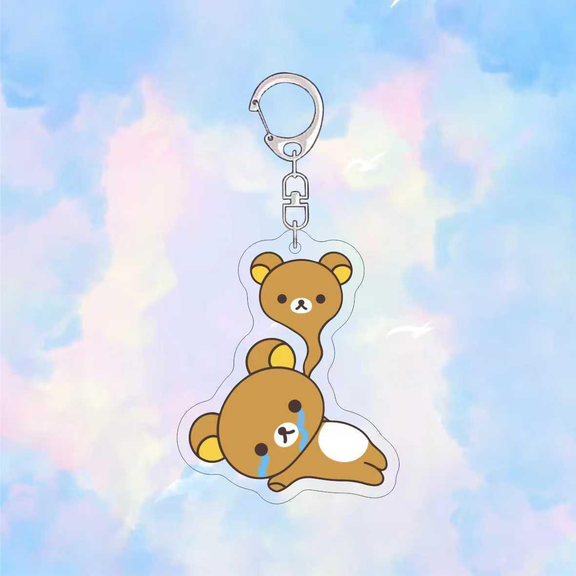 Rilakkuma Keychain: Cute 2D Acrylic Cartoon Pendant & Backpack Charm for Couples