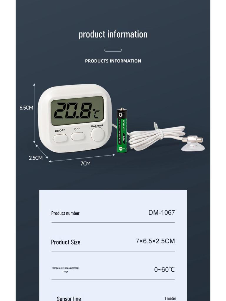 High-Precision Aquarium Thermometer for Fish and Turtle Tanks