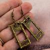 Gothic Black Geometric Hollowed-out Rectangle Guillotine Pendant Dangle Earrings for Women Men Halloween Party Jewelry Gifts