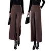 Women's Woolen Wide-Leg High-Waist Pants with Velvet, Autumn/Winter 2025 - Thick, Loose, Straight Leg Design for Small Heights