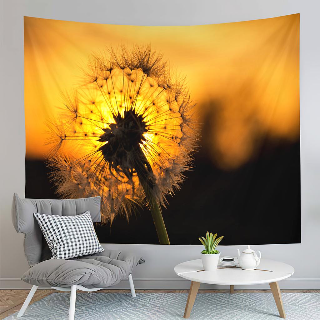 Spring Time Field Dandelions Tapestry Sunset Natural Scenery Tapestry Art Wall Hanging Home Living Room Bedroom Dorm Tapestries
