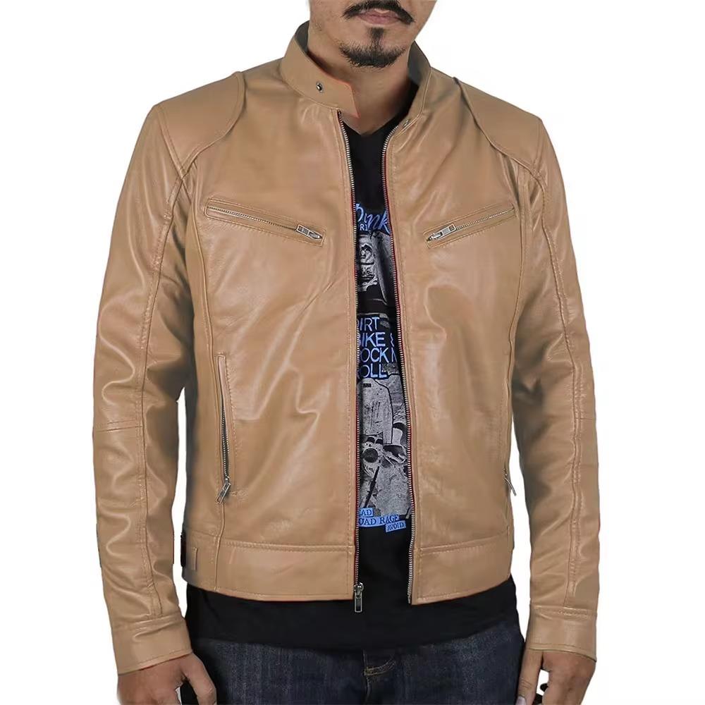 Men's PU Leather Jacket Motocycle Biker Jacket Spring Fall Jackets for Men Casual Solid Color Streetwear