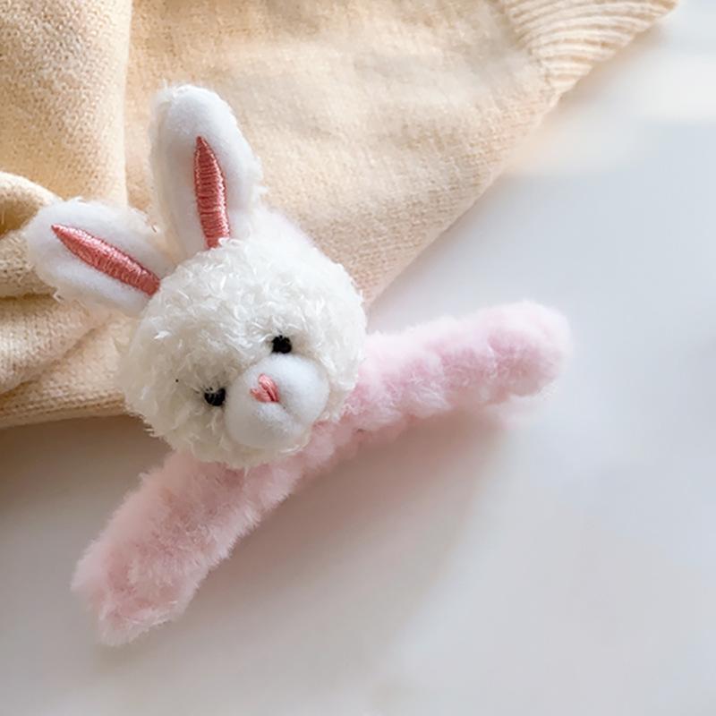 New Korean Rabbit Plush Hair Clamp Female Hair Claw Hair Clip Large Hairpin Cute Shark Clip Headwear Girls Hair Accessories Gift