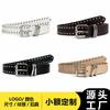 Y2K Punk Nieten Gürtel Damen Herren Dünn 2,8cm PU Leder Bund Mit Metall Dornschließe Verstellbar Jeans Freizeit