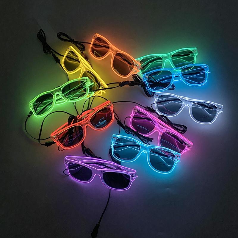 LED Sunglasses Masquerade Concert Club Rave Accessories Glowing Cyberpunk Men Women LED Pink Glasses Party Eyewear