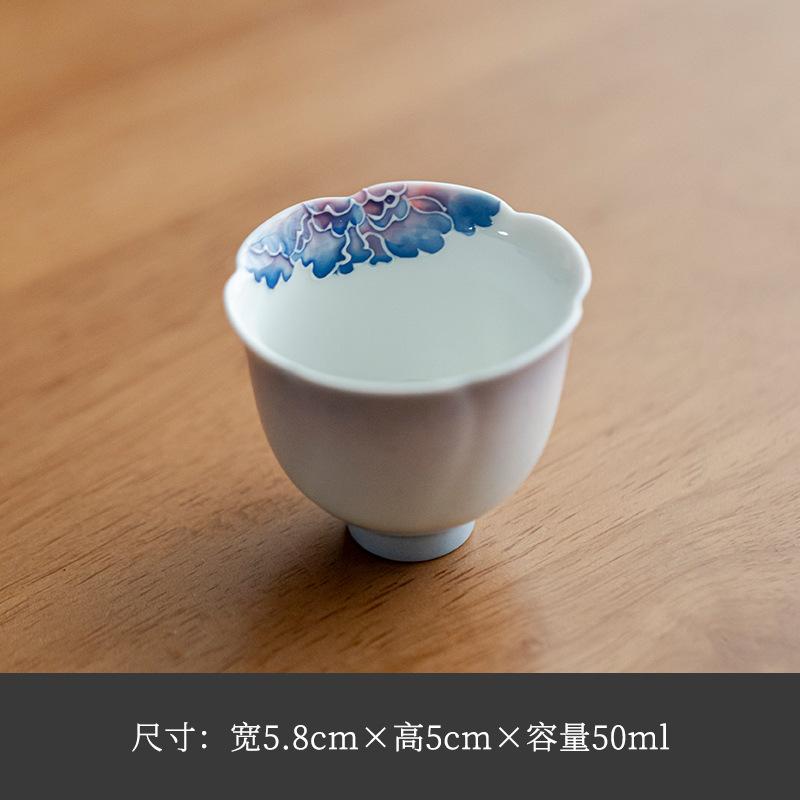 

2pc/lot Hand-painted Gradient Ramp Petal Teacup Creative Tea Bowl Mug Tea-tasting Fragrance Cup Jianzhan Master Cups Craft 50ml