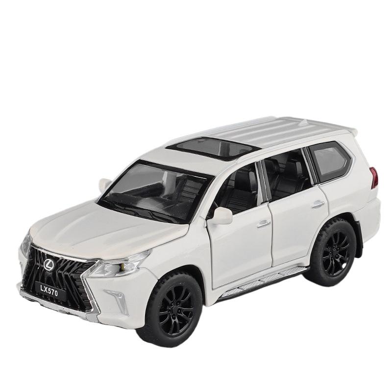 1/32 LEXUS LX570 SUV Alloy Off Road Diecast Metal Model Sound & Light Pull Back Toy Trendy Display Ornament Gift for Boy Collect