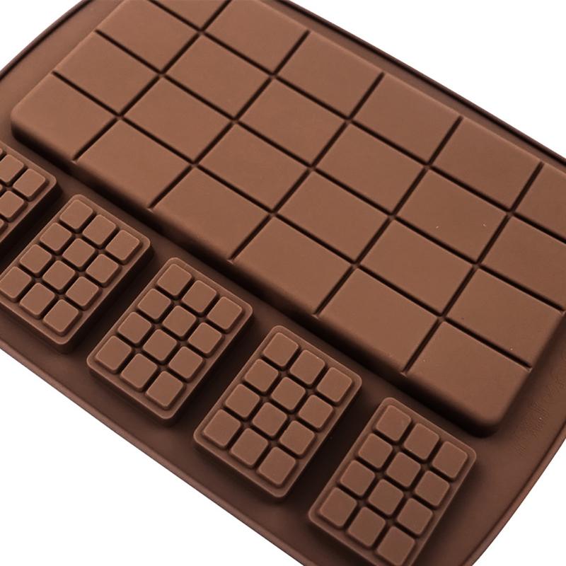 Silicone Mold Waffle Chocolate Mold Fondant Patisserie Candy Bar Mould Cake Mode Decoration Kitchen Baking Accessories