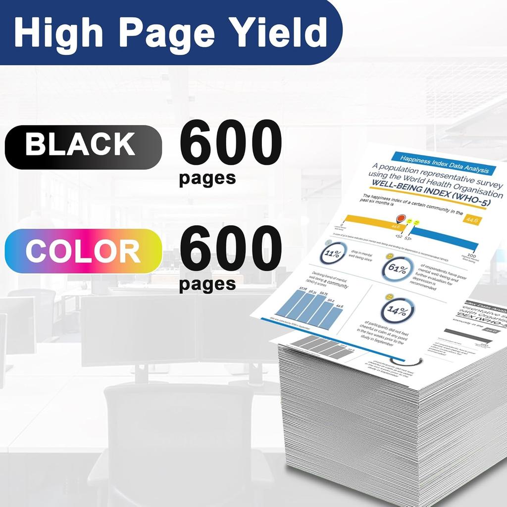 LC103 LC103XL High Yield Ink Cartridges Replacement for Brother LC103XL LC101 Work with MFC-J870DW MFC-J6920DW MFC-J6520DW MFC-J450DW MFC-J470DW (2