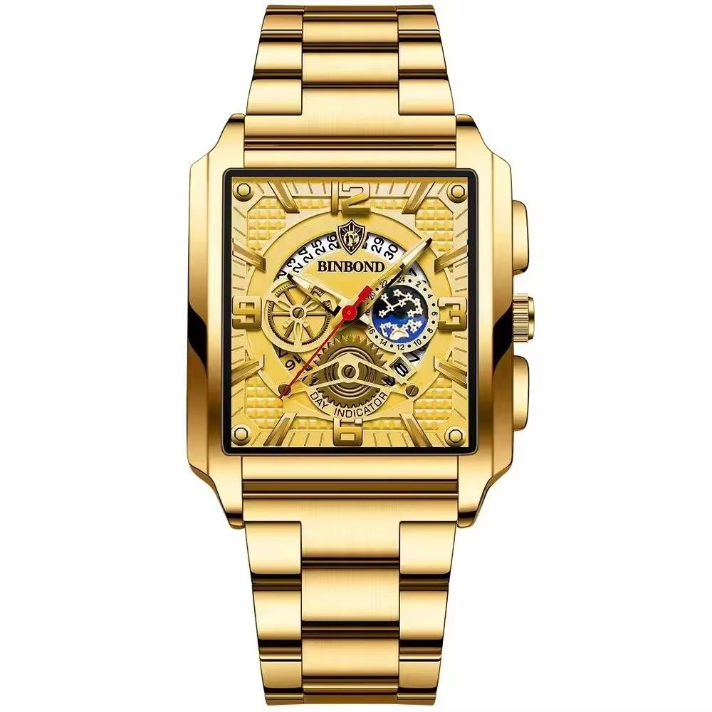 BINBOND 5663 B5663 Top Luxury Men Watches Business Top Brand Man Wristwatch Waterproof Luminous Date Week Quartz Men's Watch