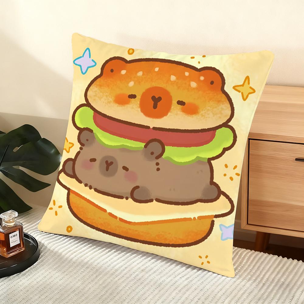 Cute Ccapybara Cushion Cover Soft Short Plush Pillow Cover Smooth Cozy Texture Aesthetic Cushion Case Home Decor