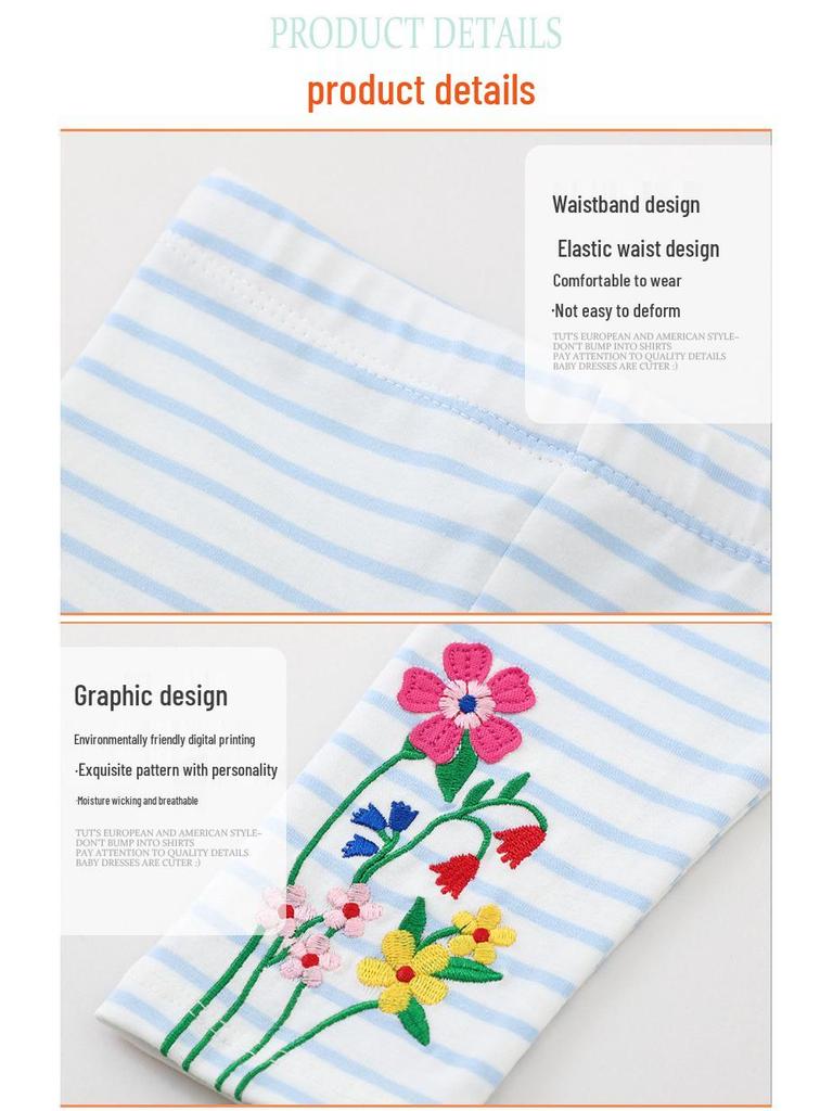 Girls' European and American Style Slim Fit Elastic Leggings for Autumn and Spring