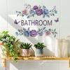 1pc Creative Floral Bathroom Slogan Wall Sticker for Bedroom Entrance Home Decor Self-Adhesive