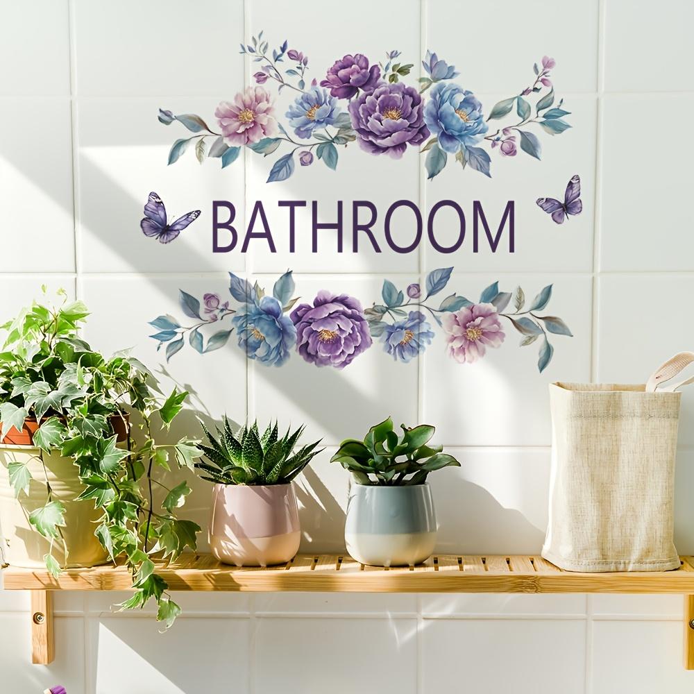 1pc Creative Floral Bathroom Slogan Wall Sticker for Bedroom Entrance Home Decor Self-Adhesive