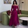2026 Autumn European & American Solid Color Long Dress with Elegant Hot Drilling - French Two-Piece Set.