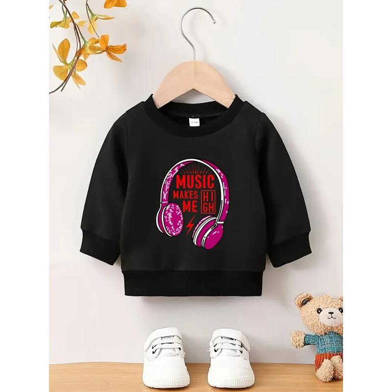 Cute Print Pattern Easy Sweet Baby Girl Spring Thin Round Neck Sweatshirt