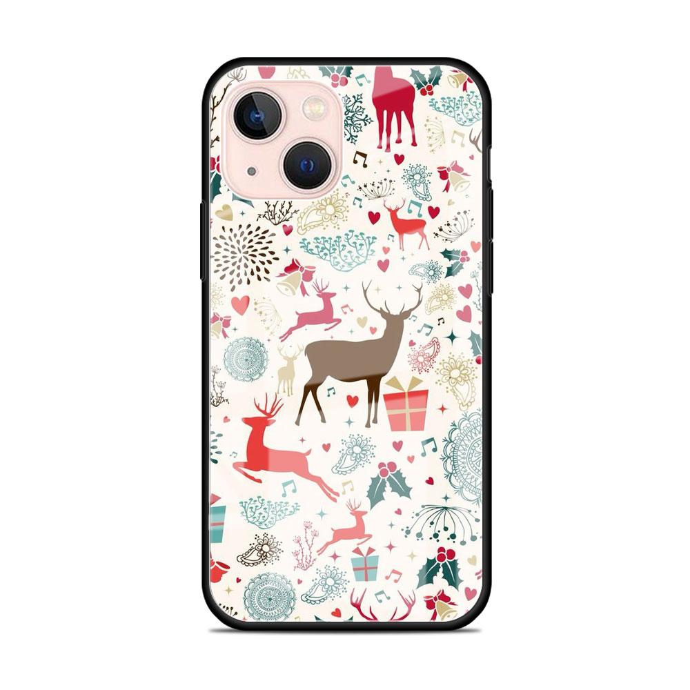 Snow Merry Christmas Glass Case For Apple iPhone 13 14 11 12 Pro 7 XR X XS Max 8 6 6s Plus 13Pro Tempered Phone Cover