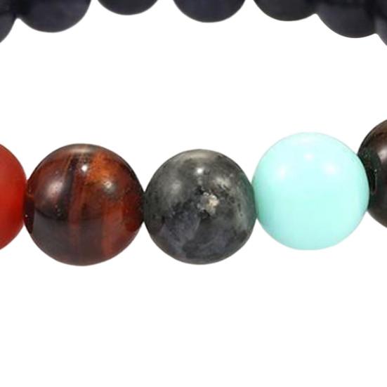 Unisex Bracelet with Elastic Cord Multiple Colors Smooth Glazed And Glass Healing