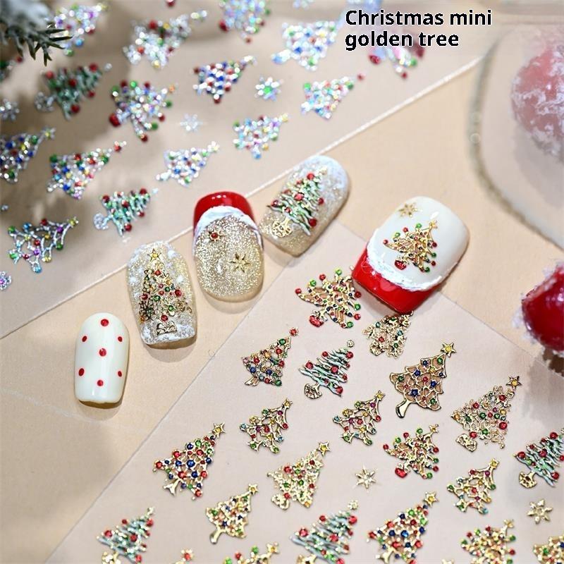 Cute Christmas Style Ball Colored Lights Christmas Tree Nail Art Print Stickers Manicure Decals Stickers Nail Decor Gift