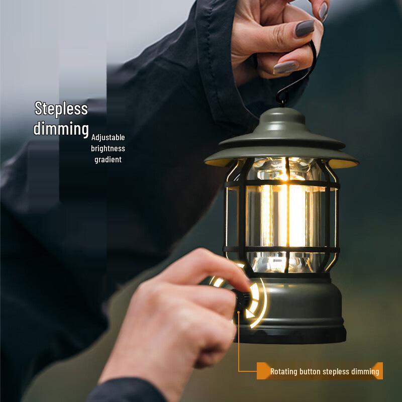 Vintage Rechargeable Camping Lantern: Portable Outdoor Hurricane Lamp for Tent & Atmosphere Lighting