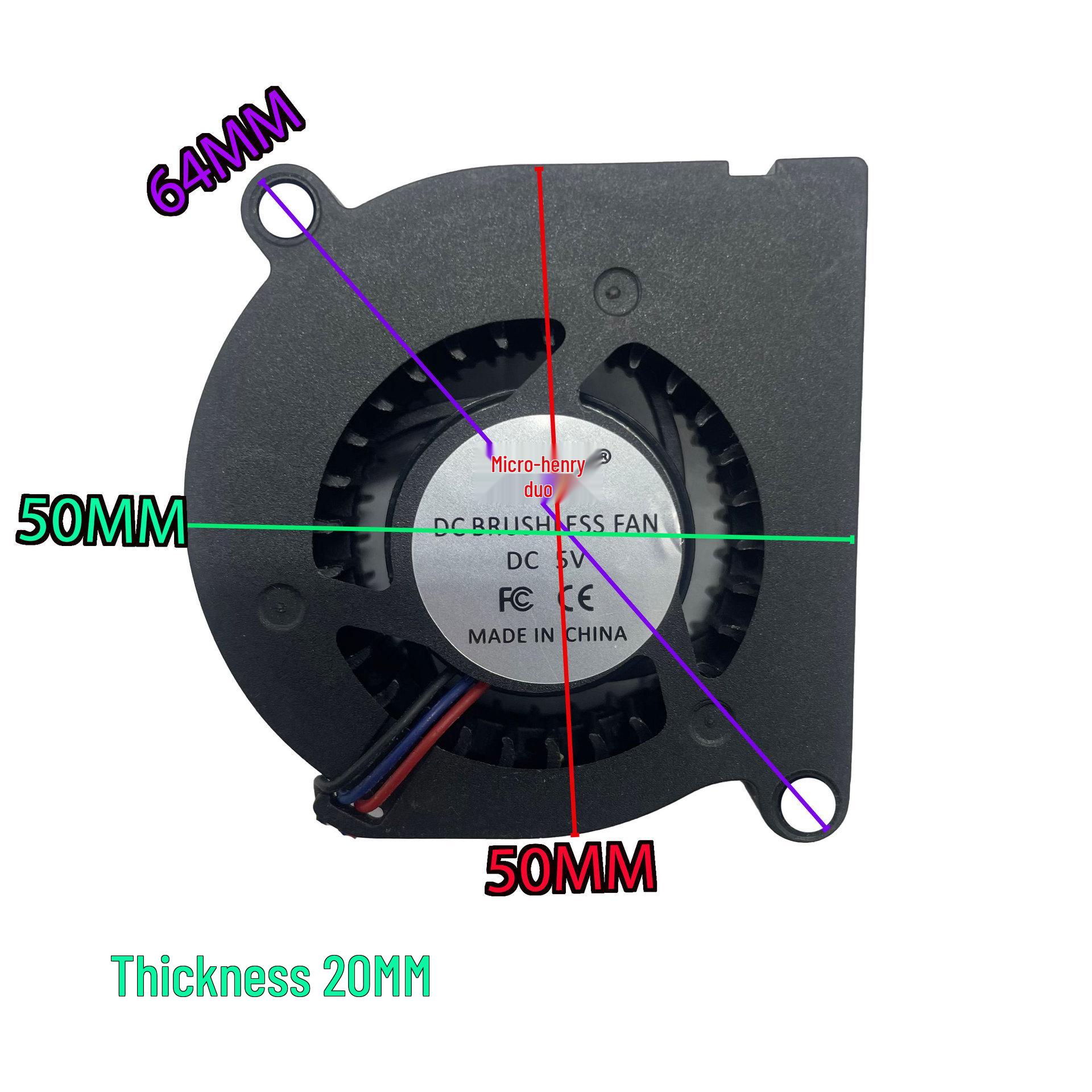 

5V Turbo Humidifier Projector Fan with Double Ball Bearing and 3-Wire Temperature Control, Side Outlet 2-Wire 2.54 Plug