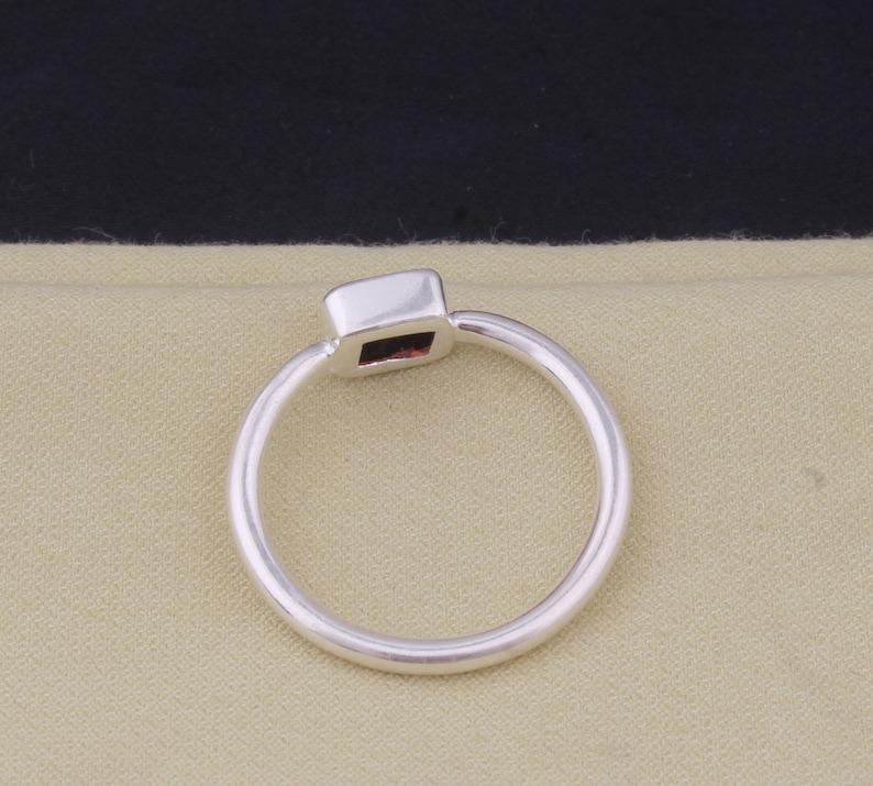 Solid 925 Sterling Silver Garnet gemstone Ring Minimalist Ring Handmade Boho Ring Stackable Ring