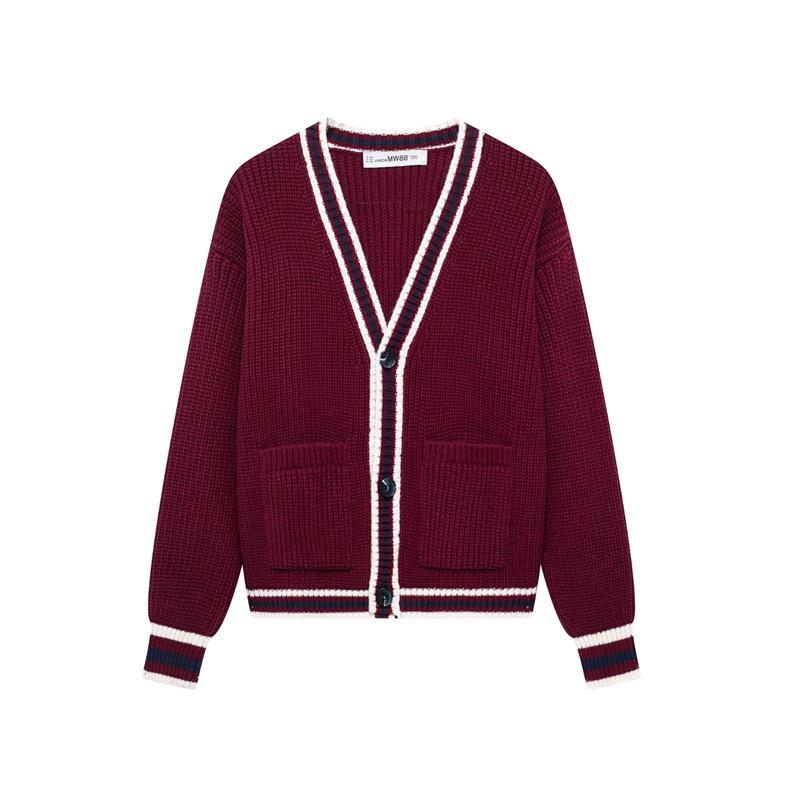 

TAOP&ZA Early Spring Women s Color Block Knit Cardigan with Long Sleeves M