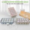 4 Pcs Silicone Ice Cube Mold Reusable Square Ice Cube Molds Easy Release Silicone Ice Cube Tray with Lid for Bar Kitchen Gadgets
