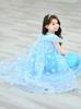 Elsa Princess Dress for Girls - Frozen-Inspired Summer Gown with Gauze Skirt & Cape, Festival Formal Dress with Accessories