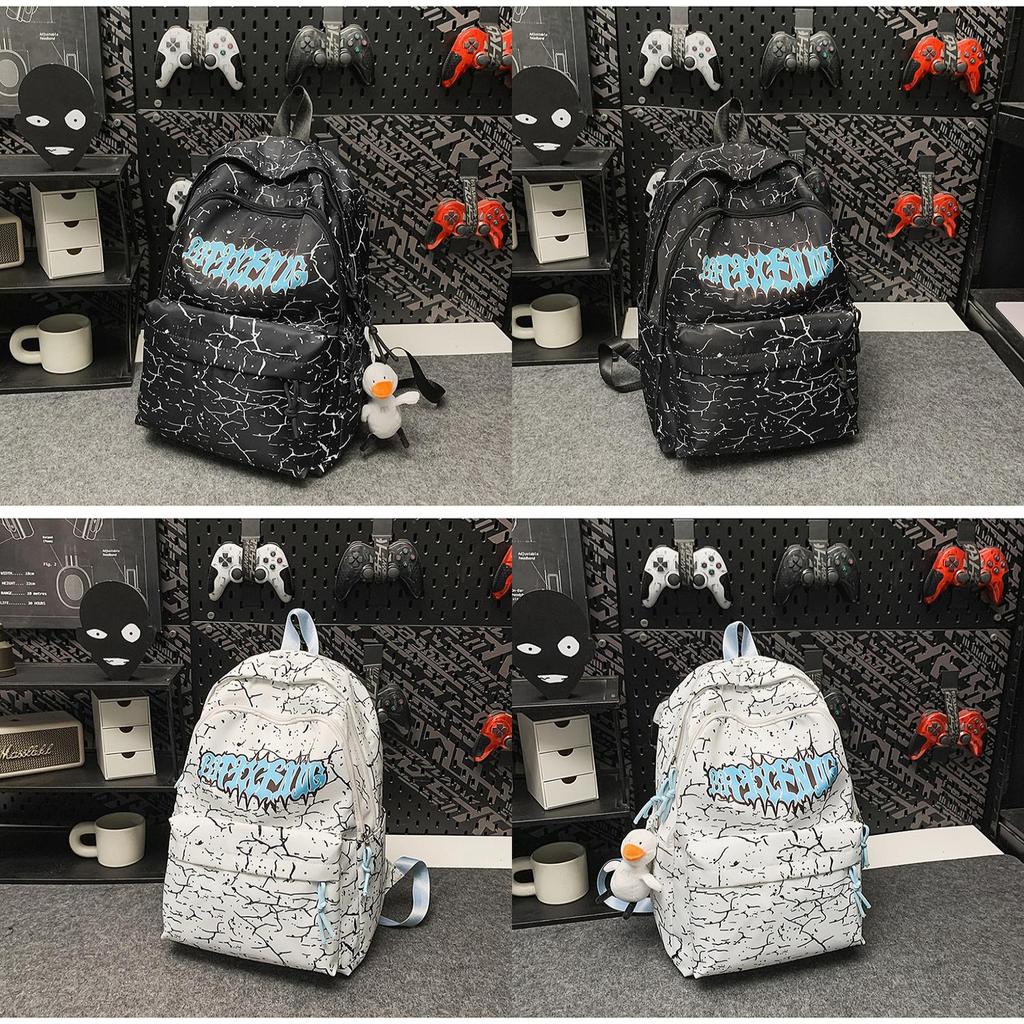 Zaino in Nylon con Lettere per Adolescenti con Design e Stile Casual
