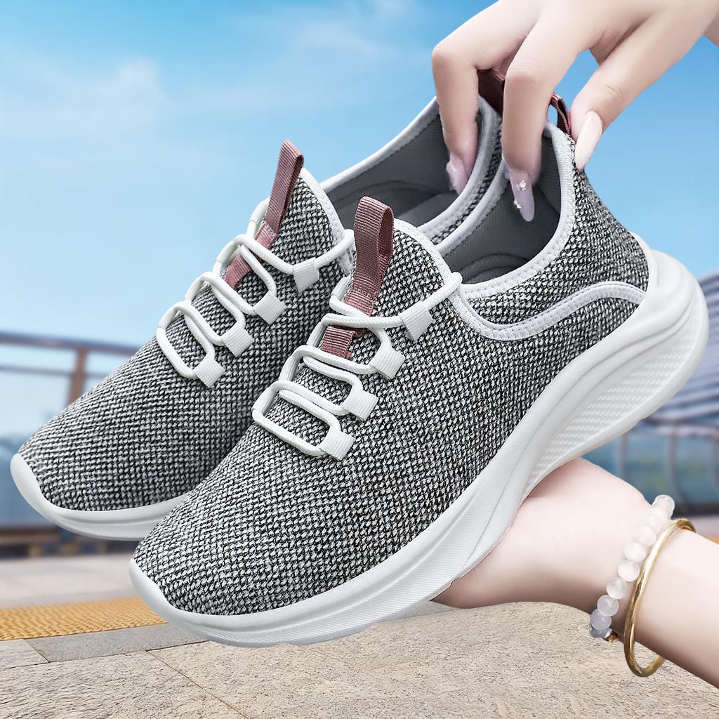 Women's Shoes Autumn New Soft-soled Sports Shoes Comfortable and Breathable Mesh Shoes Lace-up Running Shoes Shallow Mouth Wear-resistant Casual Shoes