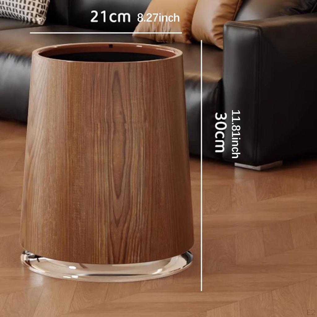 Kosz na śmieci z imitacją słojów drewna Przenośny Okrągły Retro Dekoracyjny Otwarty Kosz na Odpady dla